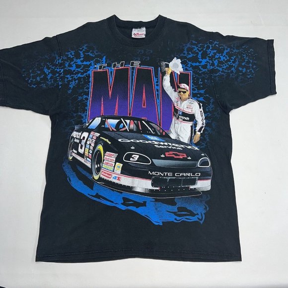 Vintage Chase Dale Earnhardt The Man T Shirt Size XL 90s All Over Print Nascar - Picture 1 of 4